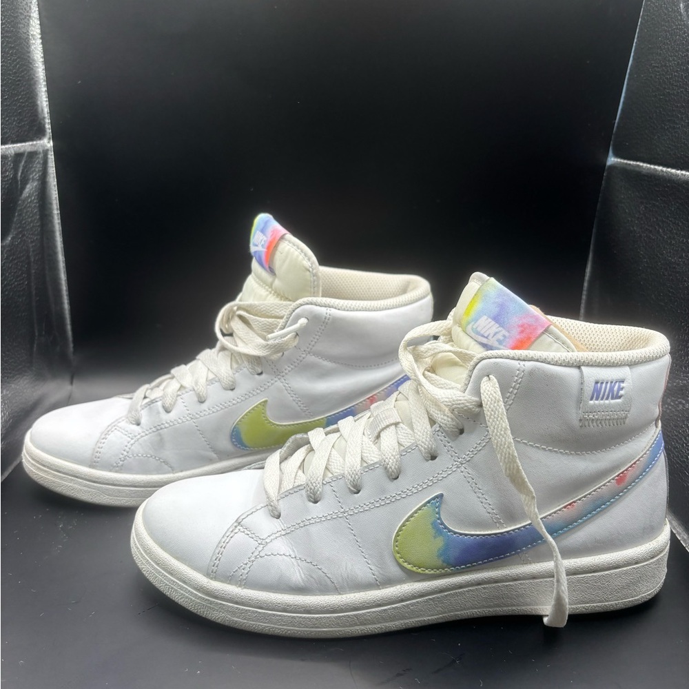 Nike White High-Tops with Colorful Swoosh